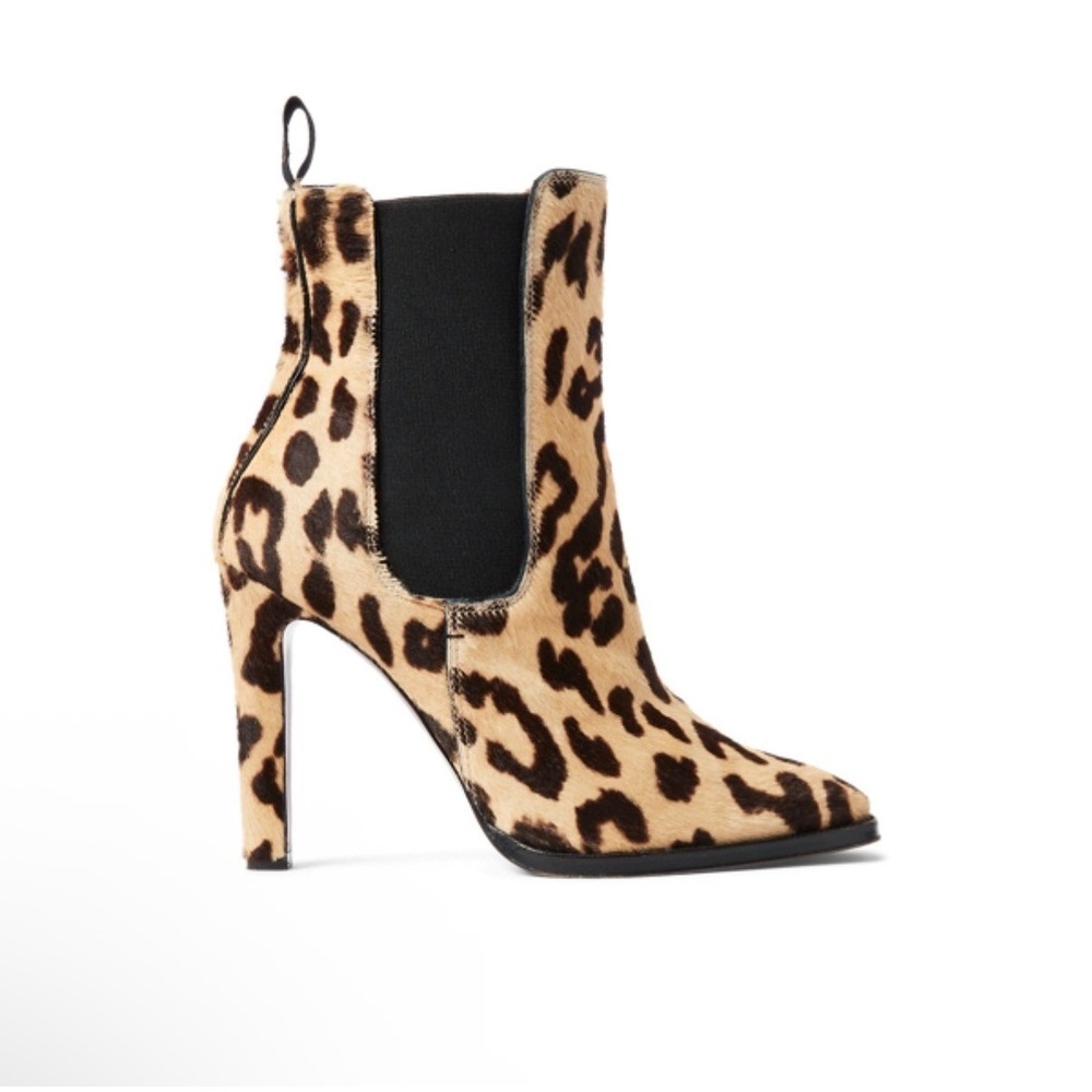 Ralph Lauren Collection Zoie Leopard Print Haircalf Chelsea Bootie EU 38 Italy
